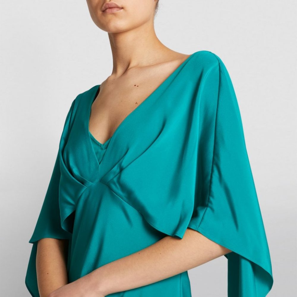 NWT Diane von Furstenberg Alberta Maxi Dress w/ Slip, Size 6, Jade, MSRP $738